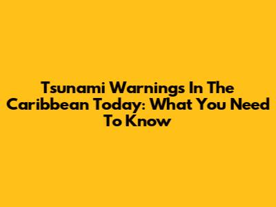Tsunami Warnings In The Caribbean Today: What You Need To Know