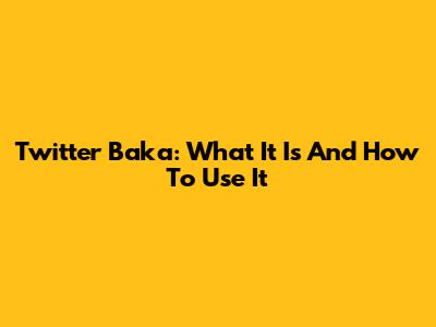 Twitter Baka: What It Is And How To Use It