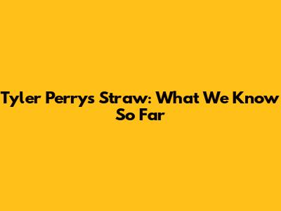 Tyler Perry's 'Straw': What We Know So Far