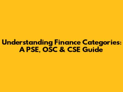 Understanding Finance Categories: A PSE, OSC & CSE Guide