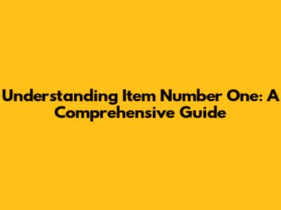 Understanding Item Number One: A Comprehensive Guide