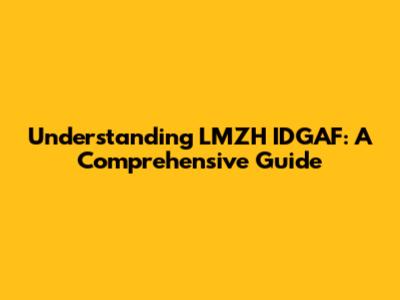 Understanding LMZH IDGAF: A Comprehensive Guide