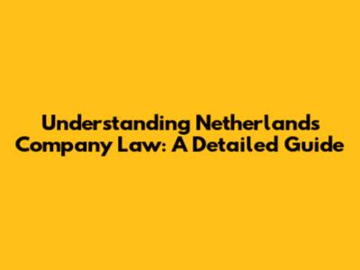 Understanding Netherlands Company Law: A Detailed Guide