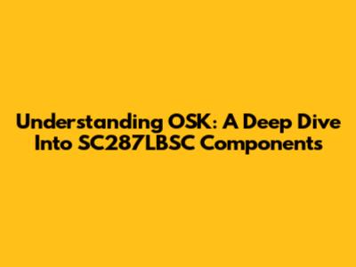Understanding OSK: A Deep Dive Into SC287LBSC Components