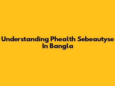 Understanding Phealth Sebeautyse In Bangla
