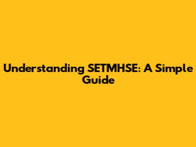 Understanding SETMHSE: A Simple Guide