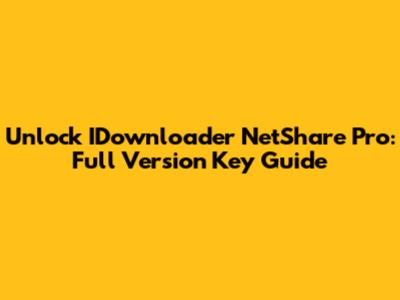 Unlock IDownloader NetShare Pro: Full Version Key Guide