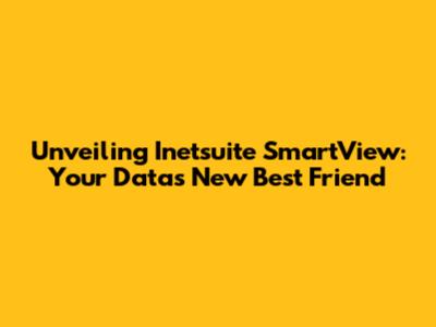 Unveiling Inetsuite SmartView: Your Data's New Best Friend