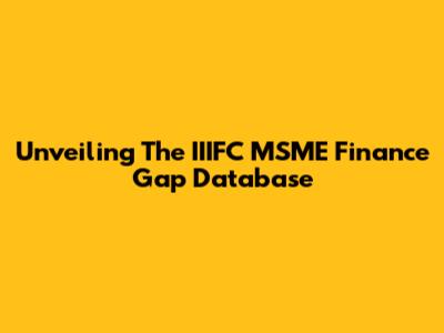 Unveiling The IIIFC MSME Finance Gap Database
