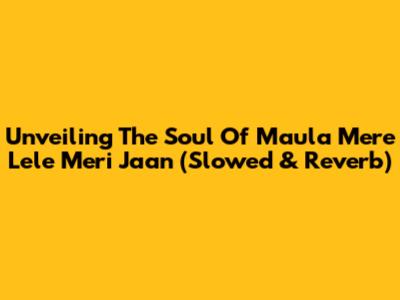 Unveiling The Soul Of 'Maula Mere Lele Meri Jaan' (Slowed & Reverb)