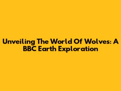 Unveiling The World Of Wolves: A BBC Earth Exploration
