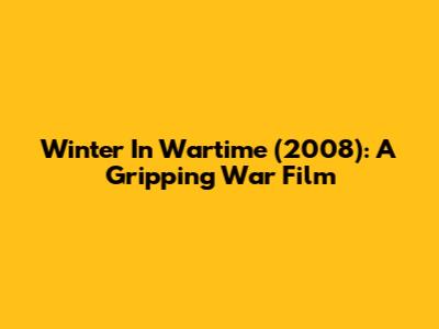 Winter In Wartime (2008): A Gripping War Film