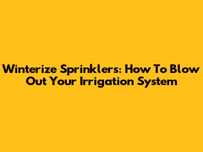 Winterize Sprinklers: How To Blow Out Your Irrigation System