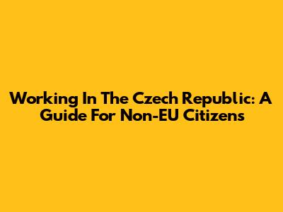Working In The Czech Republic: A Guide For Non-EU Citizens