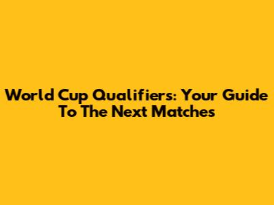 World Cup Qualifiers: Your Guide To The Next Matches