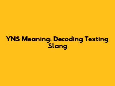 YNS Meaning: Decoding Texting Slang