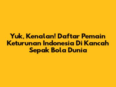 Yuk, Kenalan! Daftar Pemain Keturunan Indonesia Di Kancah Sepak Bola Dunia