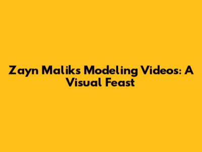Zayn Malik's Modeling Videos: A Visual Feast
