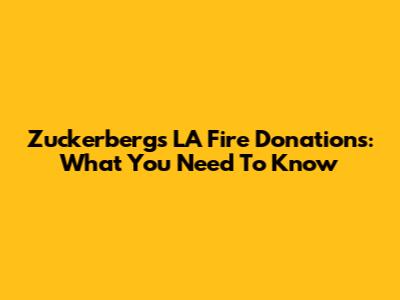 Zuckerberg's LA Fire Donations: What You Need To Know